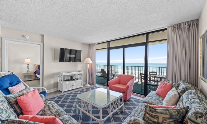 Ocean Drive Condo | The Verandas 404 - 3 Bed/3 Bath Ocean Front Condo - Walk to Main Street - Pool, Hot Tub & Lazy River