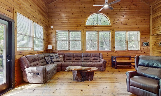 Blue Ridge Cabin | Towering mountain home with private hot tub, game room, & multiple decks