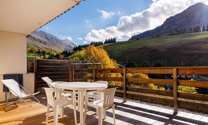Le Grand-Bornand Apartment | Très belle terrasse face aux pistes pour cet appartement