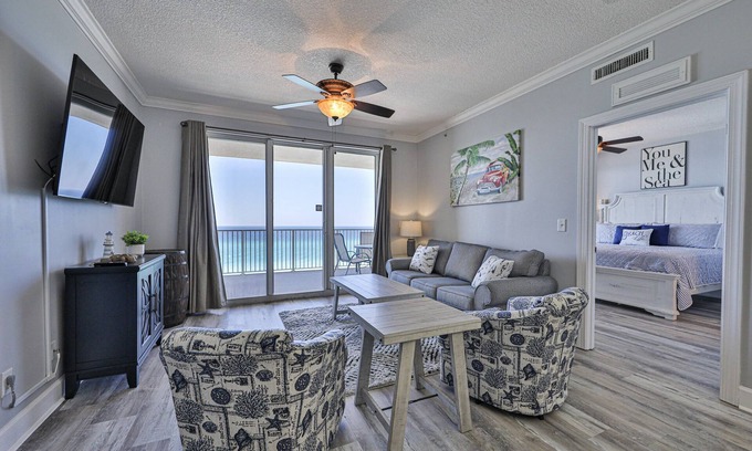 West Panama City Beach Condo | Tropic Winds 3BR 3BA Oceanfront Master bedroom!