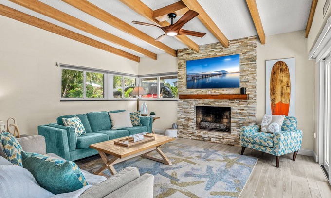 Cocoa Beach House | Tropical Backyard Oasis W/ Dock, BBQ Grill, Heated Pool, & Spa!