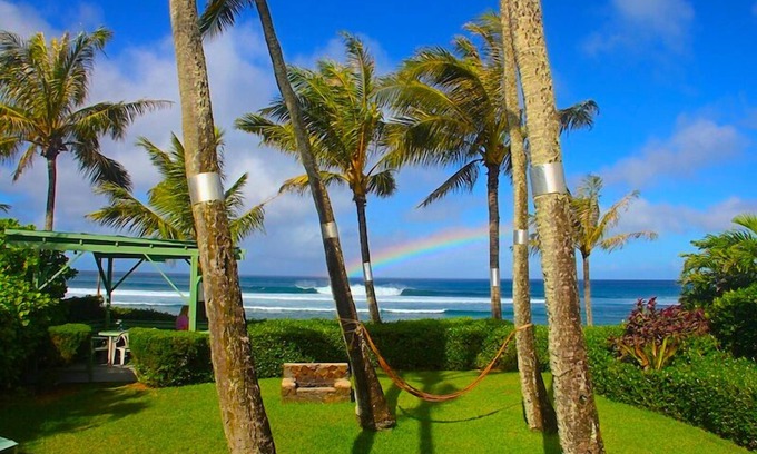 Pupukea House | Tropical Oasis Sunset Beach Oceanfront Beachfront Backyards Bungalow home 30 nts