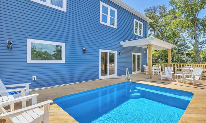 Yaupon Beach House | Trottin’ To Paradise: Charming, Spacious Rental with Private Pool