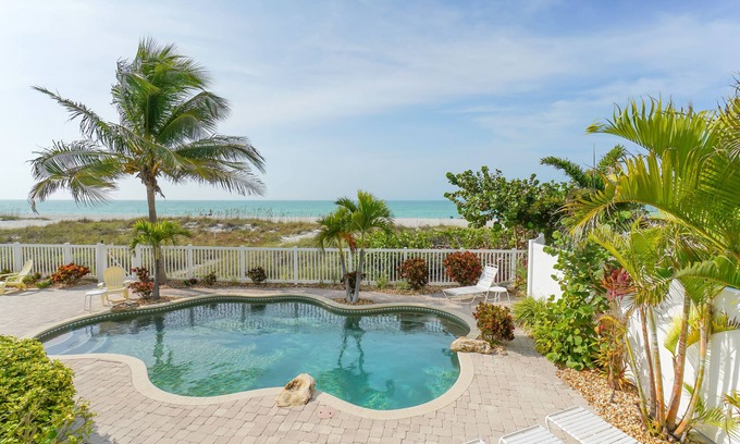 Holmes Beach House | TRUE BEACHFRONT HOME DIRECTLY ON SUGAR WHITE SANDS WITH HEATED POOL - IDYLLIC