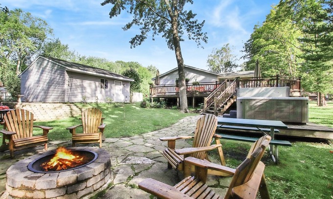 Saugatuck House | Tuck's Treasure: Hot Tub, Screen Porch, Deck, Fire Pit, Pet Friendly, King Beds