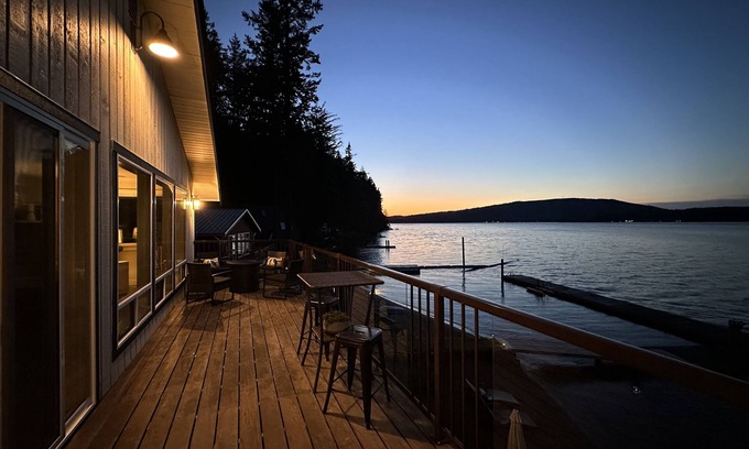 Sudden Valley House | TWENTY STEPS to the SANDY BEACH! Stunning Lake Whatcom WATERFRONT Home