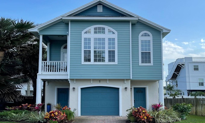 St. Augustine Beach House | Two-level home with partial ocean view, balcony, WiFi, & W/D - walk to the beach