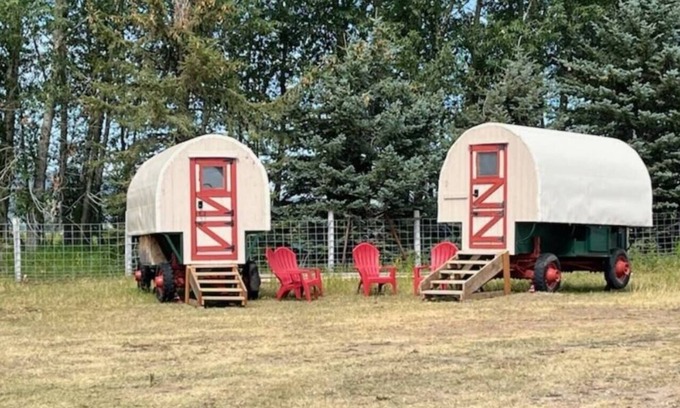 Tetonia House | Two Sheep Wagons ⁓Teton Views⁓Glamping at its best