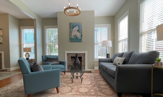 Beach Institute House | Two-story historic home along quiet streets and a gated courtyard. Free parking.
