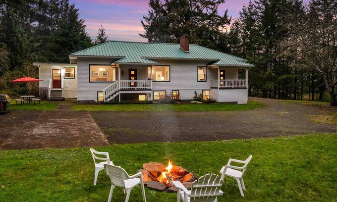 Nehalem House | Unparalleled Beach Experience, Private Setting as Converted Schoolhouse, Fire-pit, Gazebo, Games
