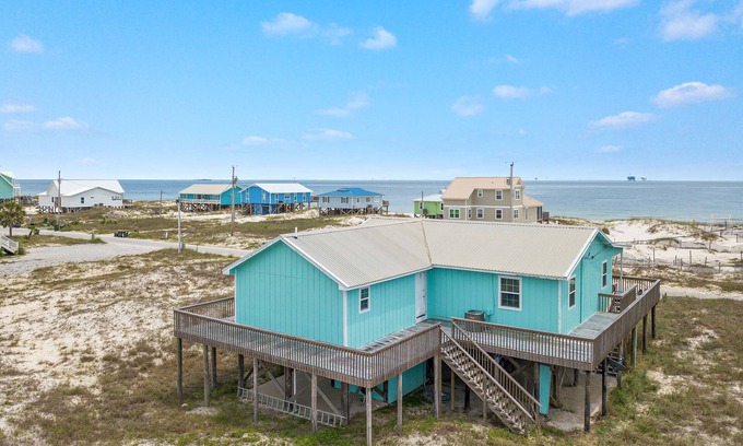 Fort Morgan House | Updated 3 Bdrm w/amazing Gulf Views. Large Covered Deck and Open Deck