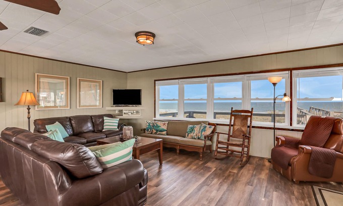 Crescent Beach House | Updated beachfront home w/great beach views, gas grill, multiple balconies, W/D