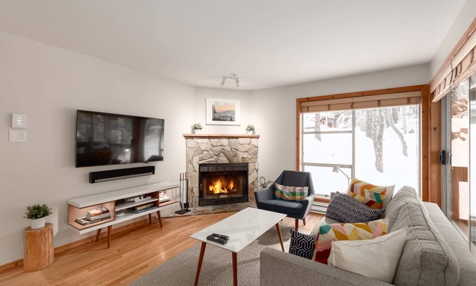 Whistler Creekside House | Updated, bright & cozy corner unit with private bike/ski storage and free parking