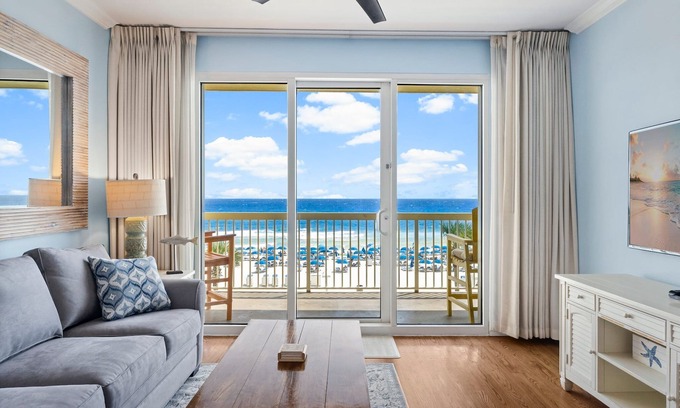 Panama City Beach Condo | UPGRADED PROPERTY! WOW VIEWS! WALK TO PIER PARK! Beach Service Included
