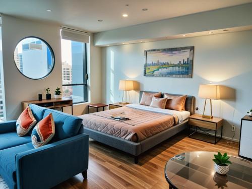 Pico-Union Apartment | Urban Gorgeous Hollywood Living with rooftop views and BBQ, GYM