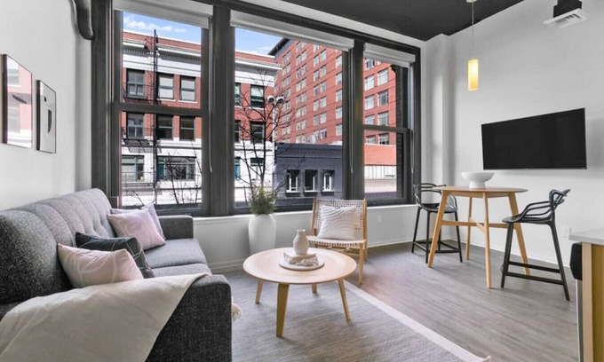 Downtown Spokane Apartment | Urban Modern Living Downtown w/Free Coffee & WiFi