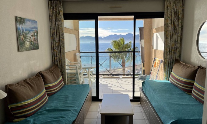 Cannes La Bocca Apartment | Vacation apartment 504 with balcony and sea view, air condition, parking