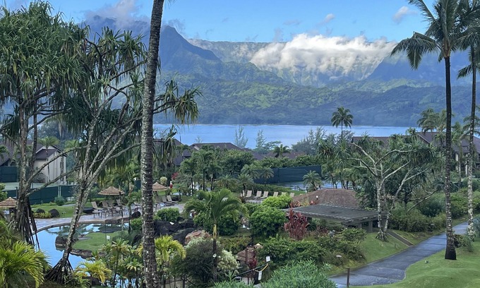 Princeville Condo | View, Views, Views, Studio King Bed Views of Hanalei Bay, Lagoon pool from condo