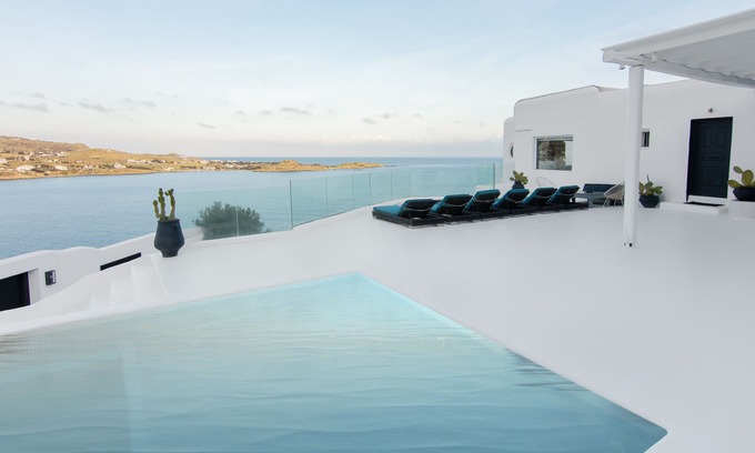 Psarou House | Villa 5 minute walk from the beach Nammos panoramic view of the Aegean Sea