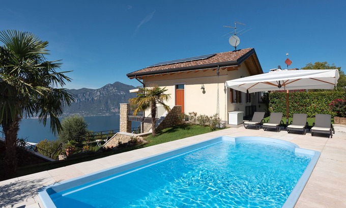 San Zeno di Montagna House | VILLA CHALET - total lake view, private heated pool, private garage, BBQ, fenced