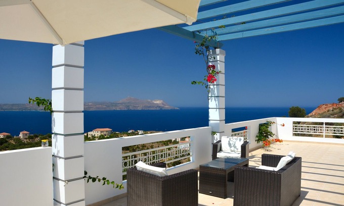 Kokkinon Khorion Villa | Villa in Crete, new swimming pool, infinity swimming pool; panoramic sea view.