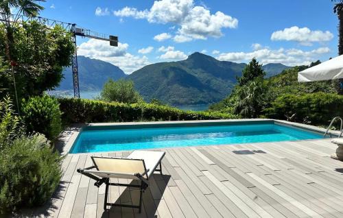 Carona Villa | Villa Martino pool and lake view