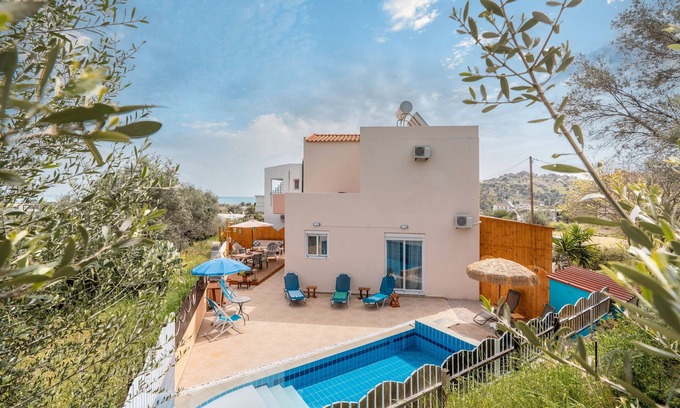 Kalathos Villa | Villa 'May Rose' with Sea View, Wi-Fi and Air Conditioning