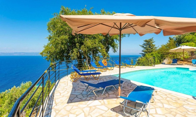 Lakka Villa | Villa Nefeli Large Private Pool Walk to Beach Sea Views A C Wifi Car Not Required - 2295