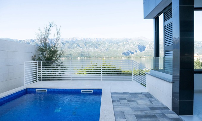 Vinjerac Apartment | Villa Velebit - luxurious flat on beachfront with private pool and stunning view