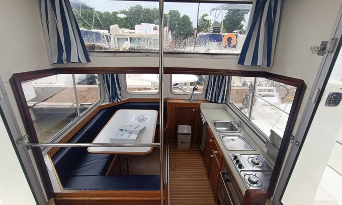 Pontailler-sur-Saone Boat Rental | Vintage Houseboat with Terrace - Sleeps 7