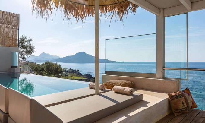 Agios Vasileios Villa | Walking distance to the beach with heated pool, hot tub, hammam and playground
