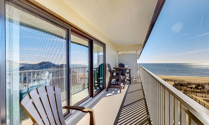 North Ocean City Condo | Water view condo with beach and pool access - balcony, W/D, and central AC
