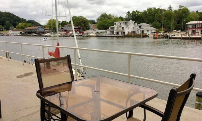 Saugatuck Condo | Waterfront Condo-Shop-Kayak-Beach-Bike-Boat-Restaurants-Outdoor Heated Pool-Fun