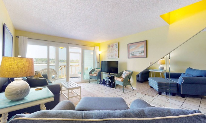 Folly Beach Condo | Waterfront condo with covered deck, amazing view, pool, & tennis courts