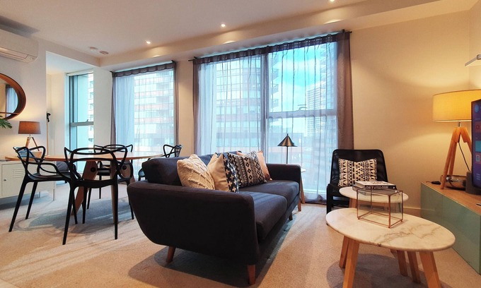 Docklands Apartment | Waterfront fully furnished apartment within free tram zone and free parking bay.