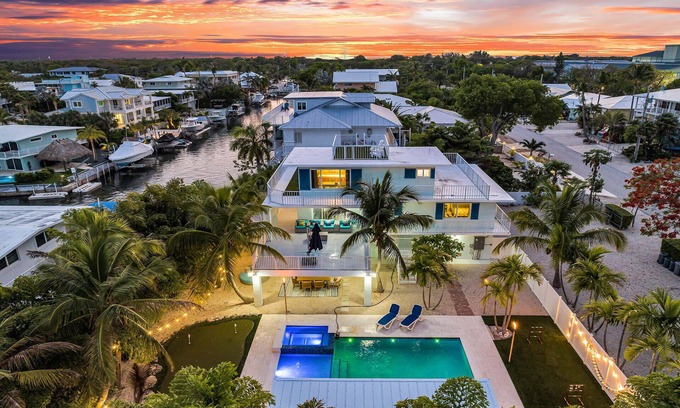 Plantation Key House | Waterfront Home in Islamorada with outdoor kitchen, pool, spa, boat dockage