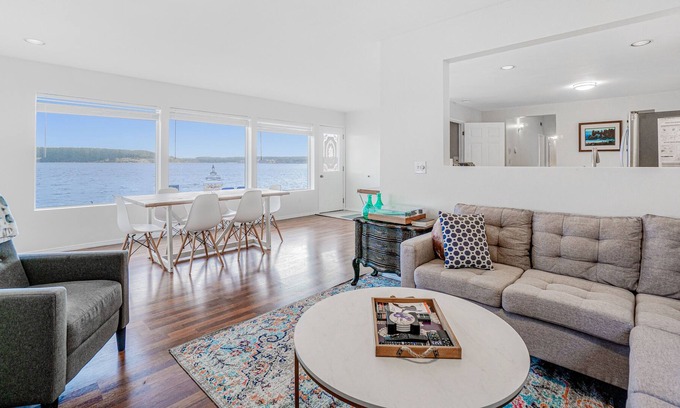 Langley House | Waterfront Home with High-Speed WiFi, Bay View, Electric Fireplace, and W/D