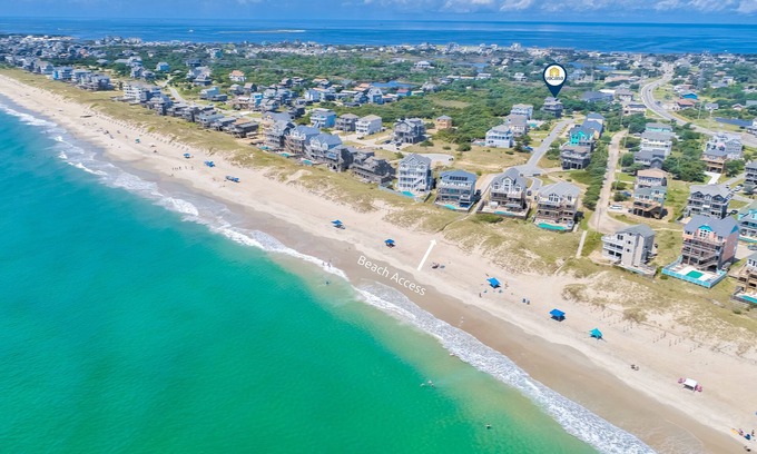 Hatteras House | Waterfront house near beach access with AC, private pool & hot tub -dog-friendly