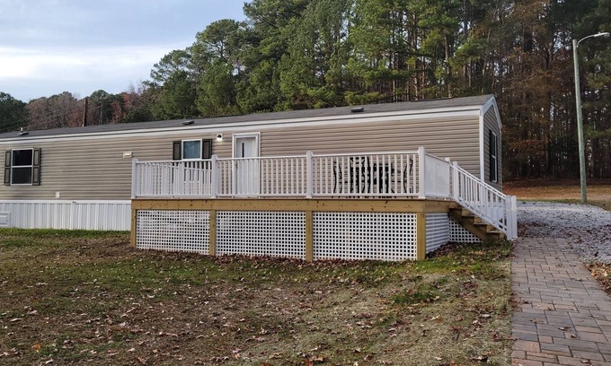 Littleton House | Waterfront mobile home on beautiful Lake Gaston with private pier access.