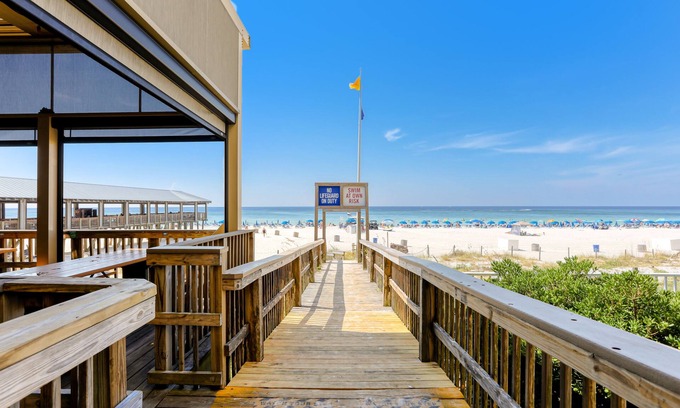 Panama City Beach Condo | Waterfront resort condo w/ shared pools, pool spas, gym, & on-site dining