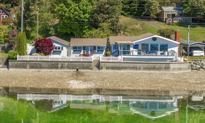Belfair House | Waterfront Retreat with Private Beach, Oyster Beds & Large Deck