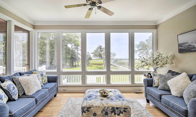 Sea Trail House | Waterfront Sunset Beach Escape w/Dock & Golf View