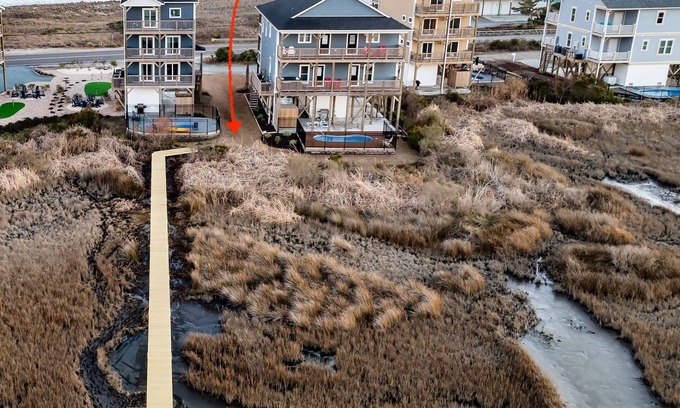 North Topsail Beach House | Waterfront Bliss: Private Pool, Hot Tub, Elevator, Ocean Views!