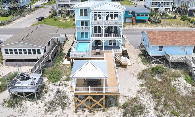Long Beach House | Waves of Joy: Oceanfront Home with Elevated Pool and Elevator