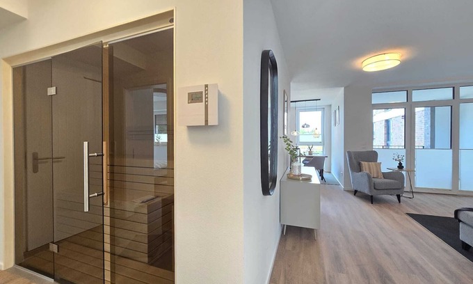 Suderneuland I Apartment | Weiße Düne - stylish living comfort with sauna & balcony at the Norder Marina