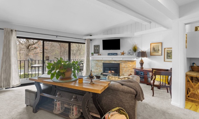 Lake Geneva Condo | Winter getaway with cozy fireplace in this Elegant Lake Geneva condo