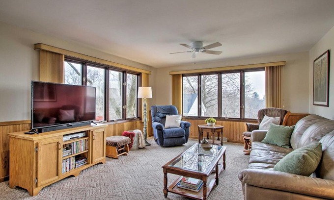 Merrimac House | Wisconsin River Valley Farmhouse Fire Pit and View