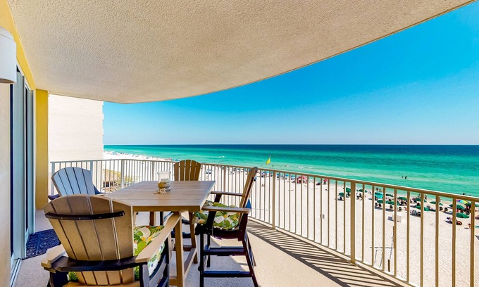 West Panama City Beach Condo | Wonderful 5th-floor condo in Gulf-front building with pool & central AC