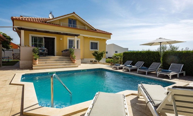 Rakalj House | Wonderful private villa for 10 guests with hot tub, A/C, private pool, WIFI, TV, terrace and par.