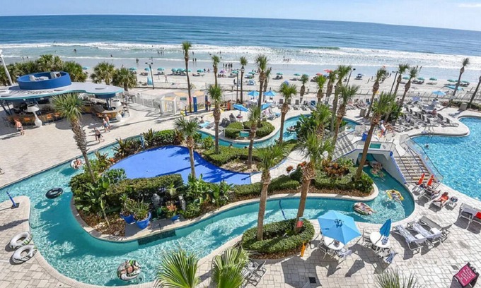 Daytona Beach Condo | Wyndham Luxury Ocean Walk on 5th fl Condo 2BE 2BA with 3Bal Ocean Front